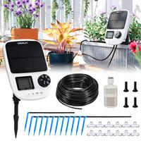 HIRALIY Solar Automatic Drip Irrigation System, Solar Powered Watering Device with Timer for Pots Plants, Drip Emitter Stake,...