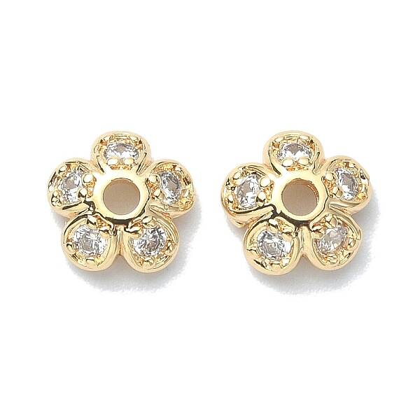 Brass Micro Pave Cubic Zirconia Bead Cap