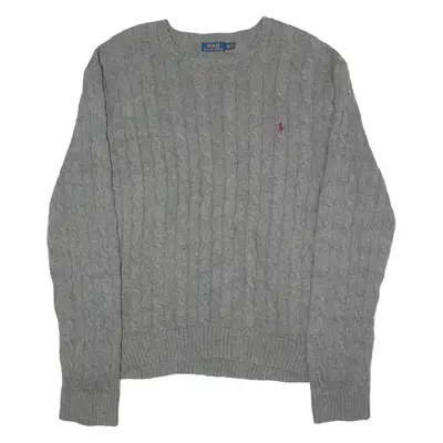 POLO RALPH LAUREN Mens Jumper Grey Crew Neck Cable Knit 2XL