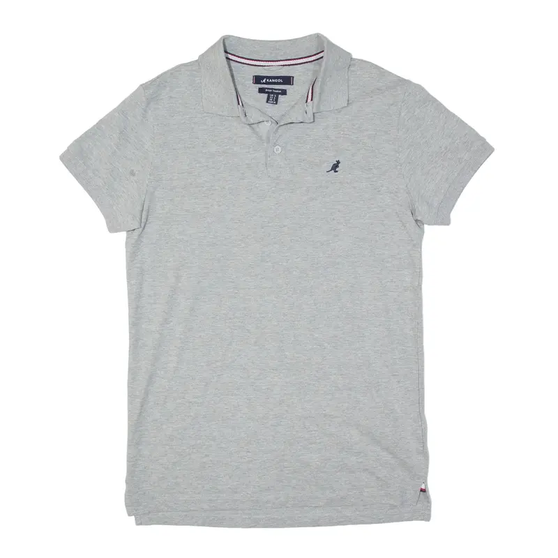 KANGOL British Tradition Polo Shirt Grey Short Sleeve Mens S