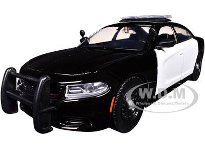 2023 Dodge Charger Pursuit Police Car Black and White Law Enforcement and Public Service Series 1/24 Diecast Model Car by M...