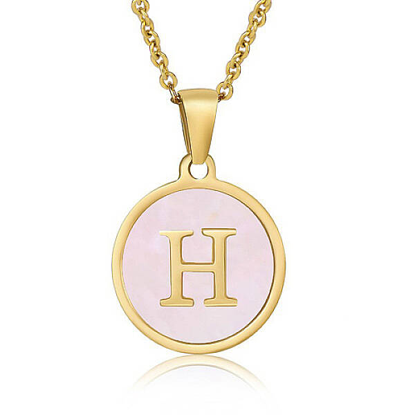 Natural Shell Initial Letter Pendant Necklace