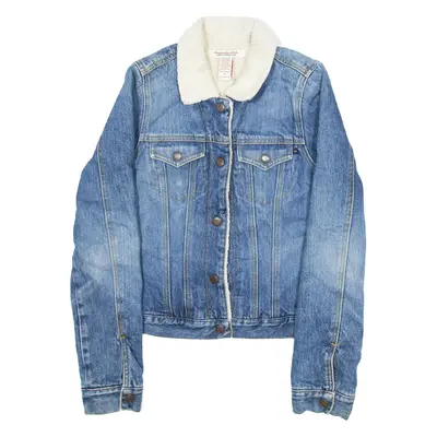 ABERCROMBIE & FITCH Womens Sherpa Lined Denim Jacket Blue S
