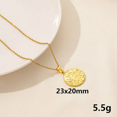 304 Stainless Steel Round Pendant Necklaces