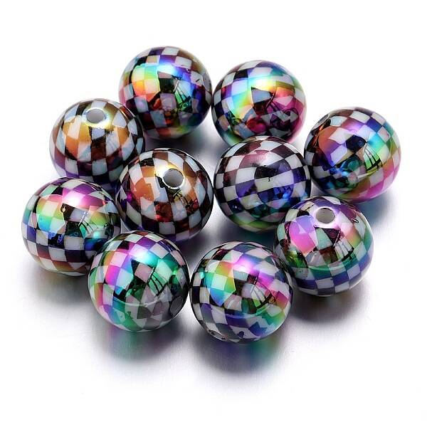 10Pcs UV Plating Colours Acrylic Beads