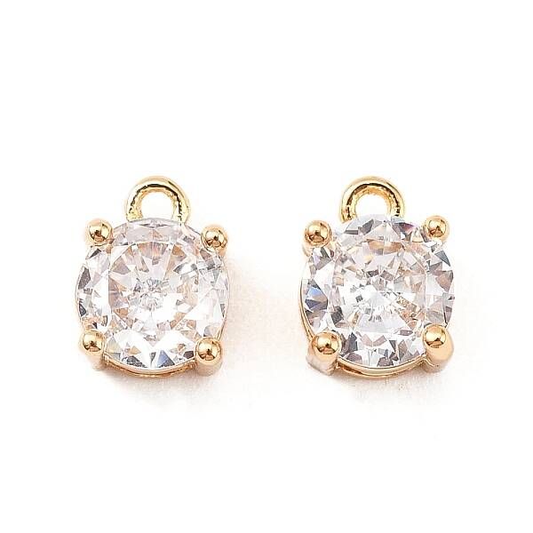 Brass Micro Pave Cubic Zirconia Pendants
