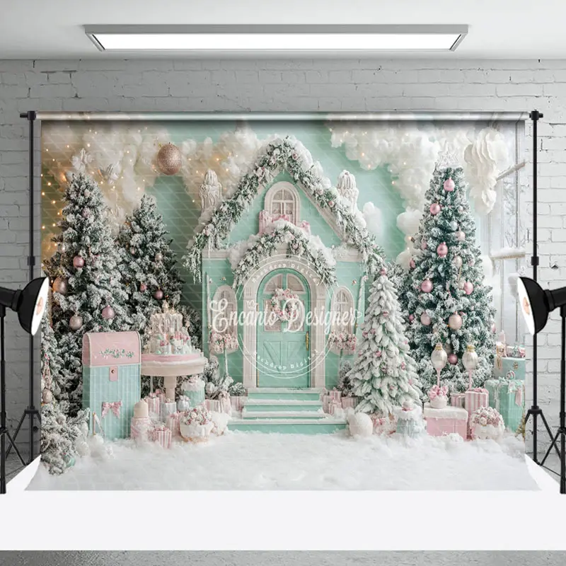 Aperturee Snowy Trees Gift Boxes Winter Christmas Backdrop | Christmas Photoshoot Backgrounds | Winter Wonderland Backdrop | ...