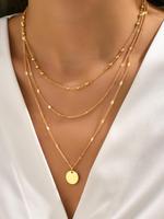 Women's Elegant Fashion Chain Necklace, 2pcs Round Bead Decor Layered Necklace, Trendy Charm Necklaces, Stainless Steel Jewel...