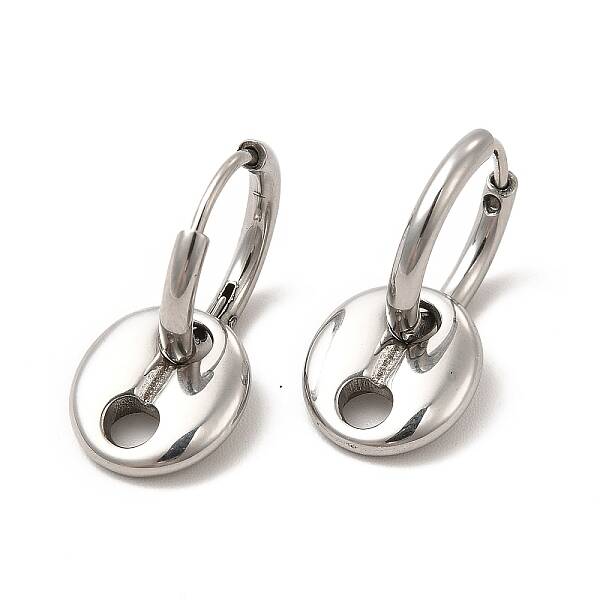 Non-Tarnish 304 Stainless Steel Coffee Bean Dangle Hoop Earrings for Women