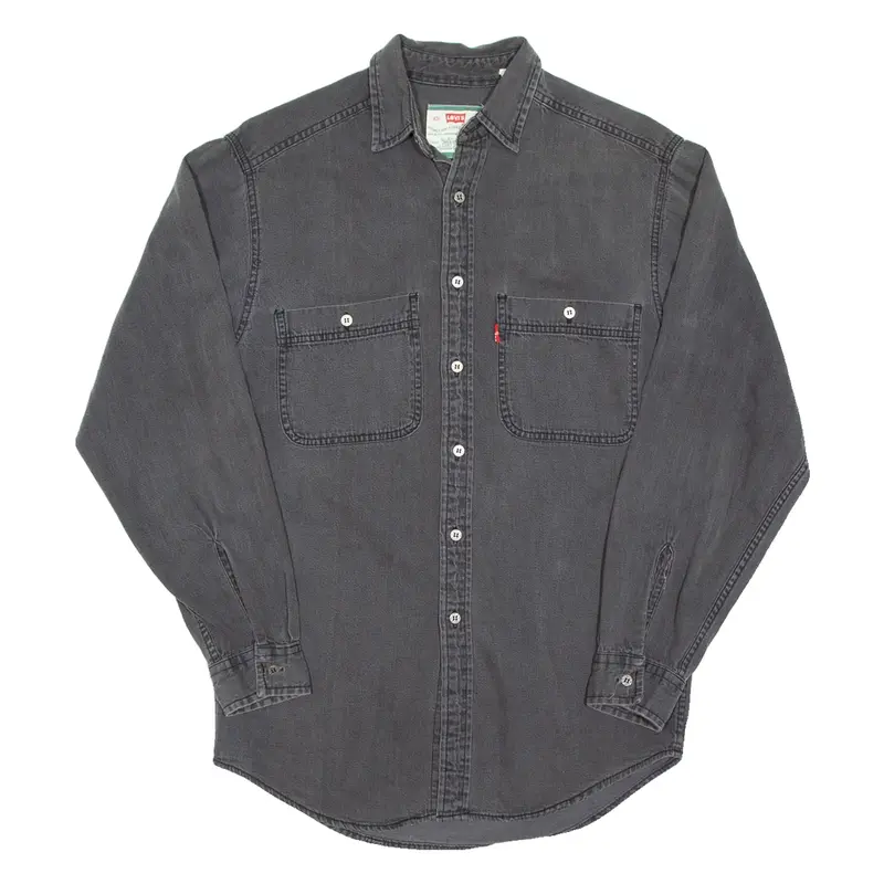 LEVI'S Mens Denim Shirt Grey Long Sleeve XS