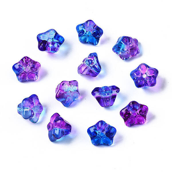 Two Tone Transparent Spray Painted Glass Beads