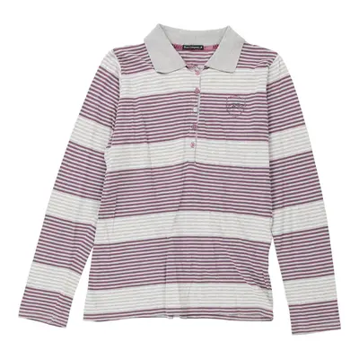Best Company Striped Long Sleeve Polo Shirt - XL Purple Cotton