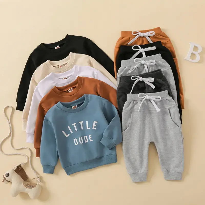 Baby Toddler Boys Pants Outfits, 6 12 18 24 Months 2T 3T Long Sleeve Round Neck Letters Print Shirt + Casual Street Long Draw...