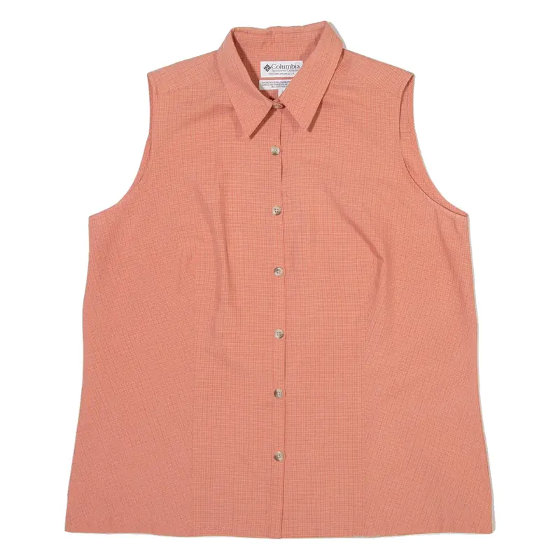 COLUMBIA Womens Shirt Orange Check Sleeveless L