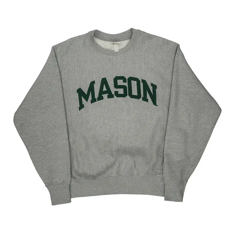 Mason Reverse Weave Champion Graphic Sweatshirt - Medium Grey Cotton Blend