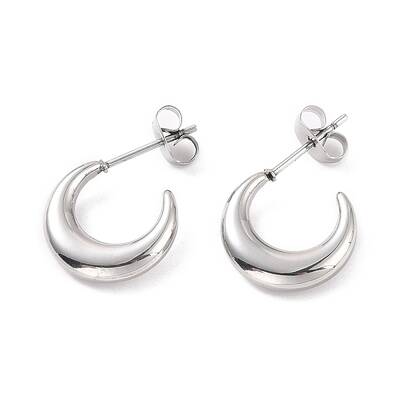 Non-Tarnish 304 Stainless Steel Crescent Moon Stud Earrings for Women