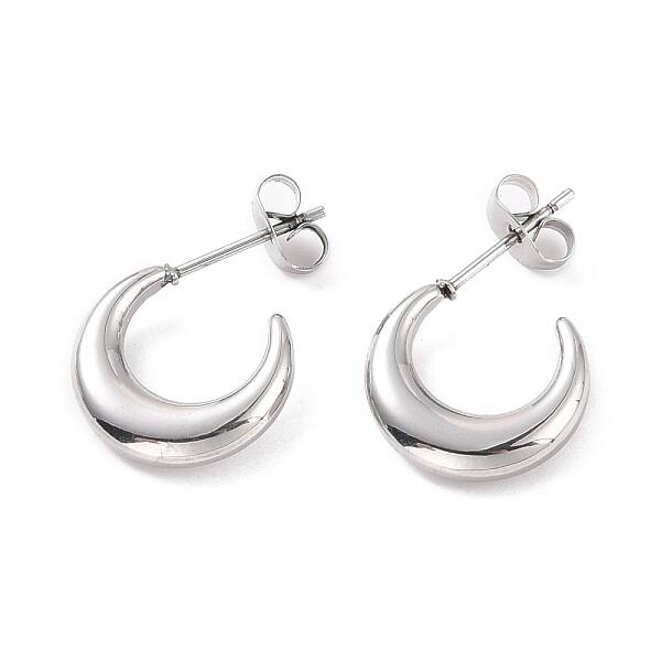 Non-Tarnish 304 Stainless Steel Crescent Moon Stud Earrings for Women