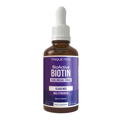 Organic Biotin 10,000 mcg | Liquid Biotin for Hair, Skin & Nails – USP Grade, Enhanced Absorption, Berry Flavor – 180 Ser...