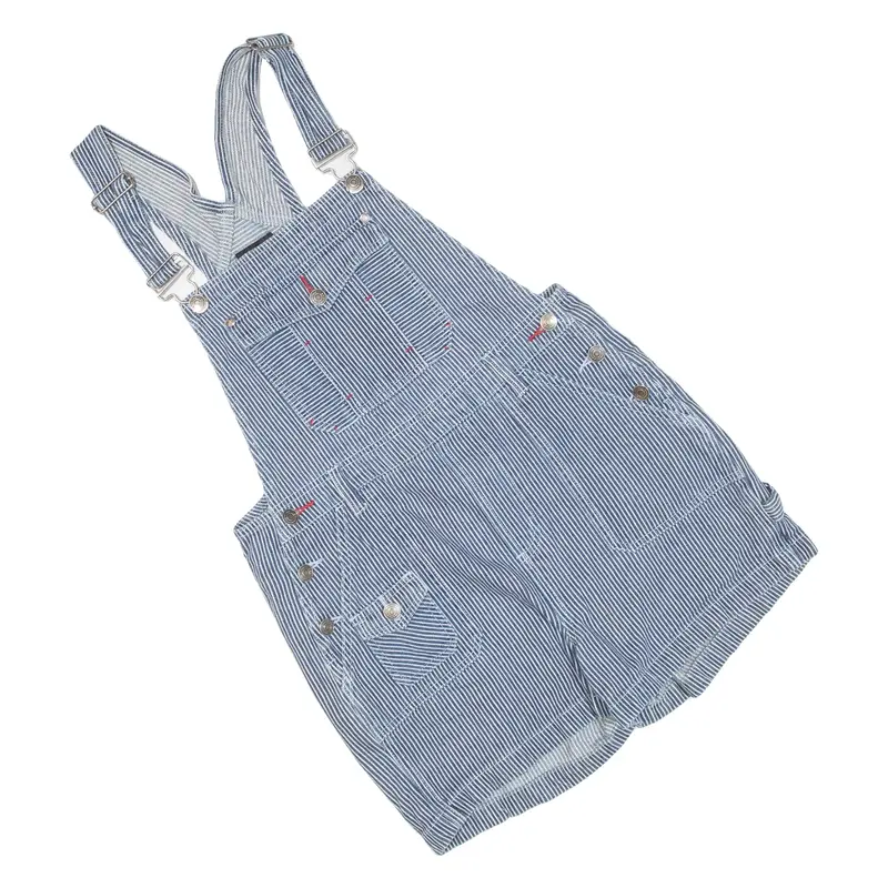 NO BOUNDARIES Carpenter Boys Dungarees Blue Relaxed Pinstripe S W32 L2