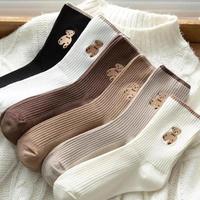 Bear socks, medium-tube cotton socks, cute and versatile season teddy bear socks Womenswear Bridal