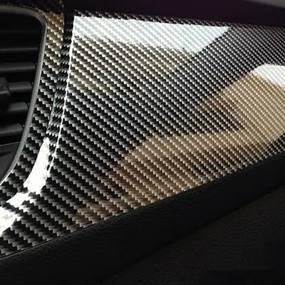 7D Car Carbon Fiber Pattern Sticker, 1 Count Waterproof Car Body Sticker, Self-adhesive Car Decal, Universal Car Exterior D...
