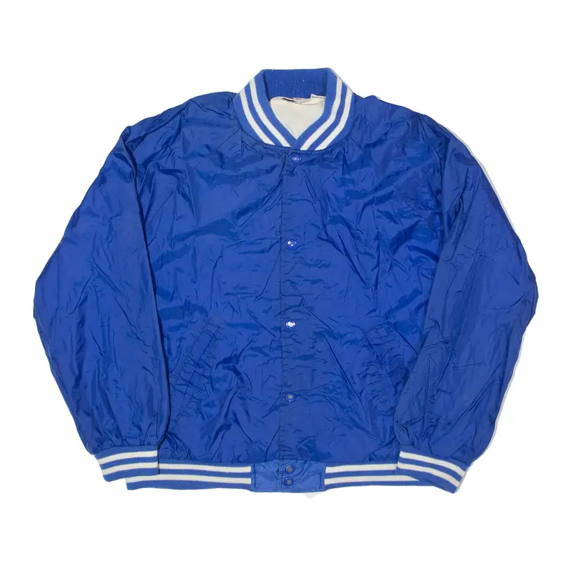 ACTION Bomber USA Jacket Blue Nylon 90s Mens S
