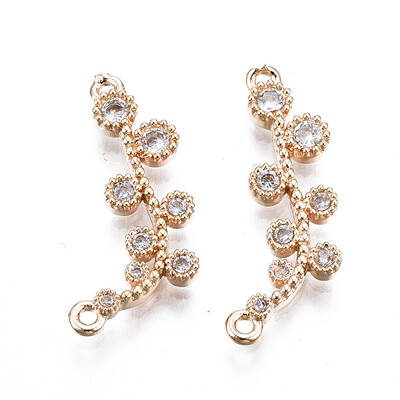Brass Micro Pave Clear Cubic Zirconia Links Connectors