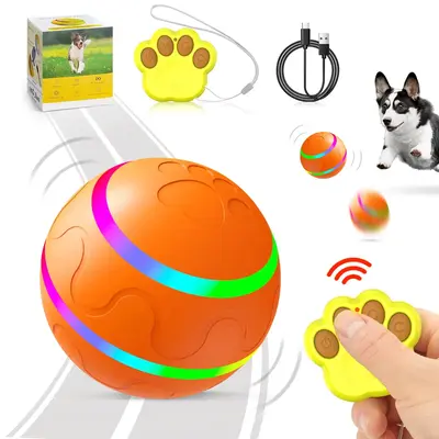 Interactive Dog Toy, Remote Control Automatic Moving Ball, Smart USB Rechargeable Spinning Dog Ball Toy, Pet Supplies, Dog & ...