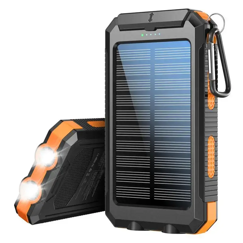 Summer 10000mAh Solar Charger, 1 Count Dual USB Output Power Bank, Mobile Charger with Flashlight Compatible with iPhone &...