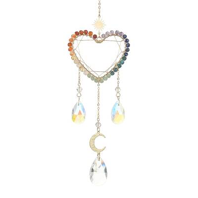 Wire Wrapped Chakra Gemstone & Brass Pendant Decorations
