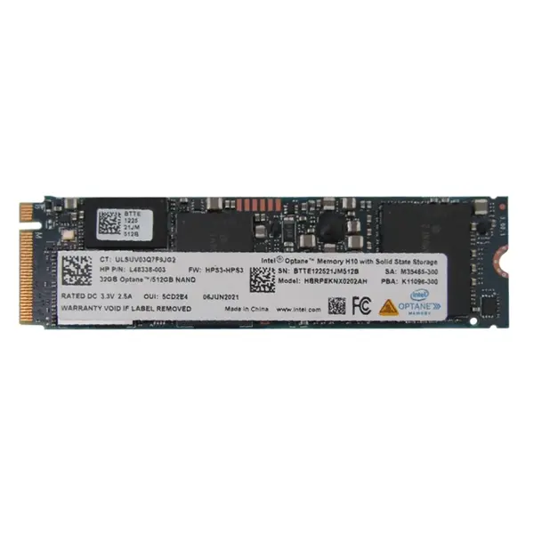 HP L48338-003 | 512GB QLC PCI Express 3.0 x4 NVMe M.2 2280 32GB Optane Internal Solid State Drive