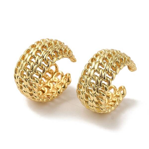 Rack Plating Curb Chain Brass Cuff Earrings for Women