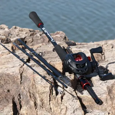 CastingĀ Rod Set, Casting Fishing Rod & Baitcasting Reel Set, 2 Counts Portable Travel Pole & Fishing Tackle, Fishing Supplie...