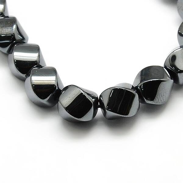 Grade AA Magnetic Synthetic Hematite Twist Bead Strands