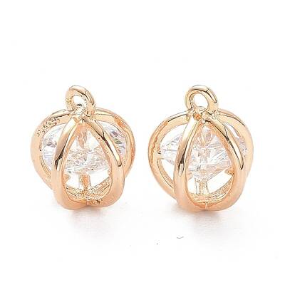 Brass Micro Pave Clear Cubic Zirconia Charms Pendants