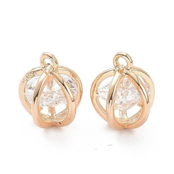 Brass Micro Pave Clear Cubic Zirconia Charms Pendants