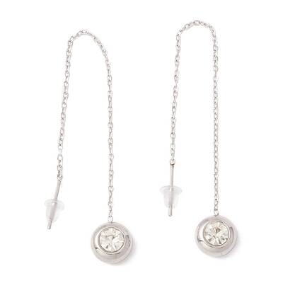 Crystal Rhinestone Half Round Dangle Stud Earrings