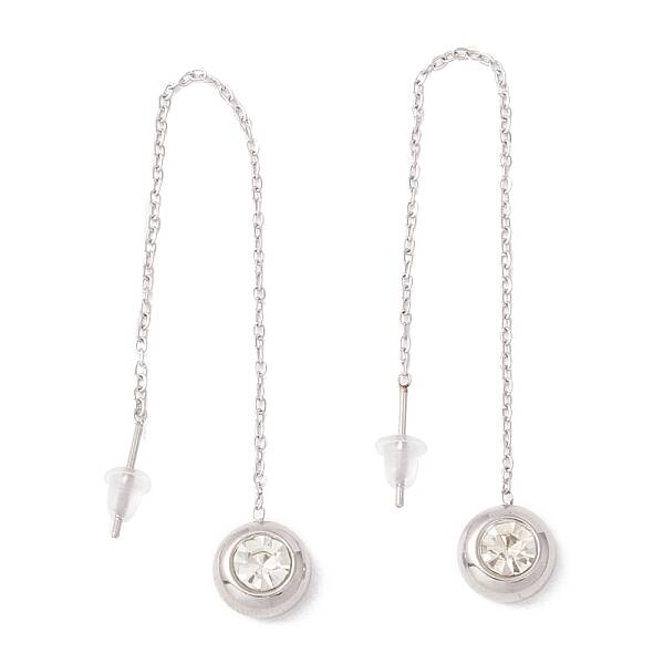 Crystal Rhinestone Half Round Dangle Stud Earrings