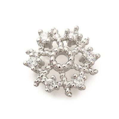 Rack Plating Brass Micro Pave Clear Cubic Zirconia Bead Caps
