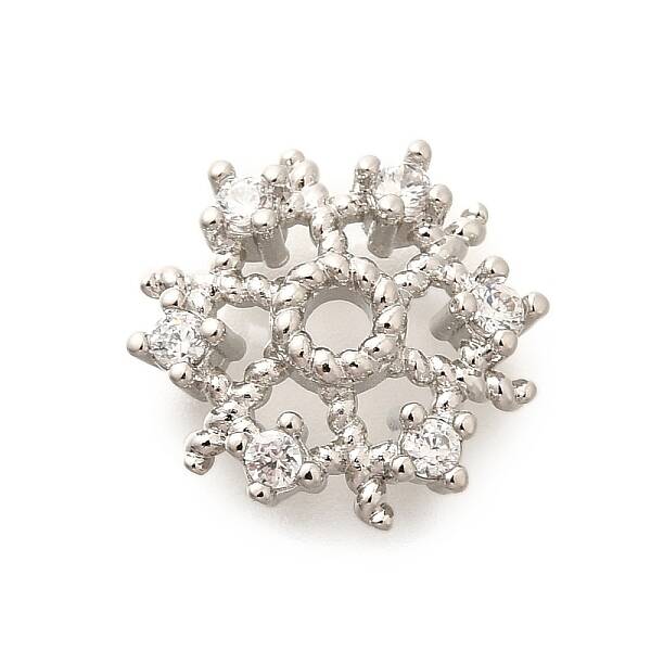 Rack Plating Brass Micro Pave Clear Cubic Zirconia Bead Caps