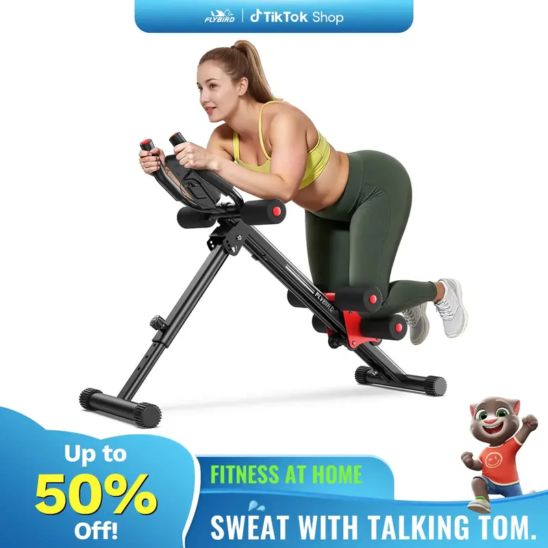FLYBIRD Ab Workout Equipment, Adjustable Ab Machine Full Body Workout for Home Gym, Strength Training Exercise Equipment for ...
