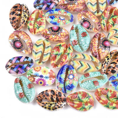 Printed Cowrie Shell Beads