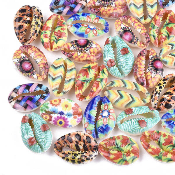 Printed Cowrie Shell Beads