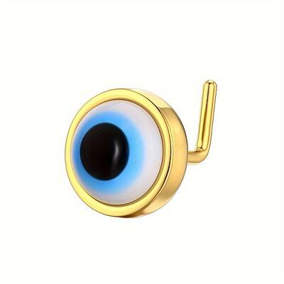Brass & Resin Evil Eye L-Shaped Nose Rings