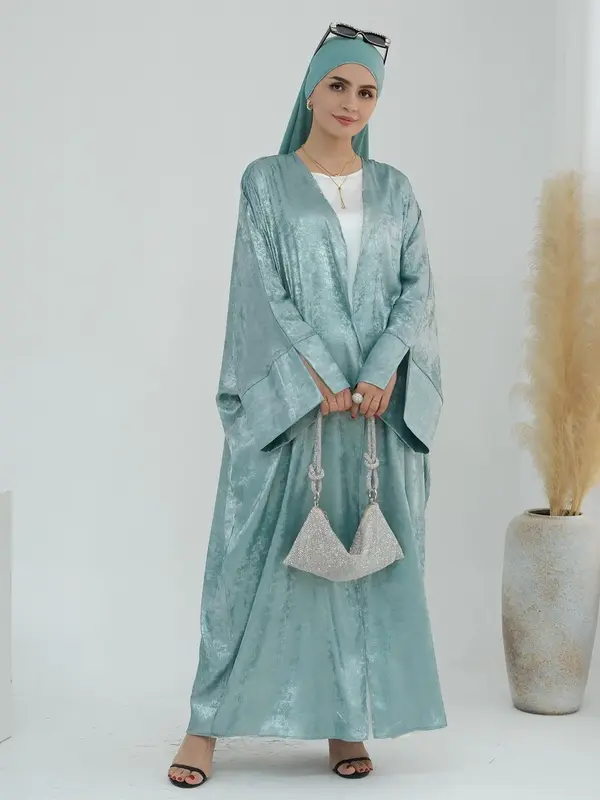 Women's Glitter Split Sleeve Abaya without Hijab, Elegant Batwing Sleeve Open Front Abaya for Party, Arabic Clothing for Wome...