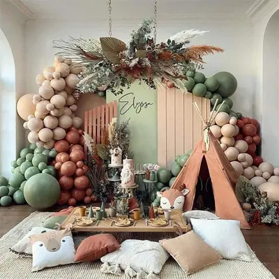 DIY Green 127 Pack Balloon Arch Kit | Party Decorations - Beige | Red