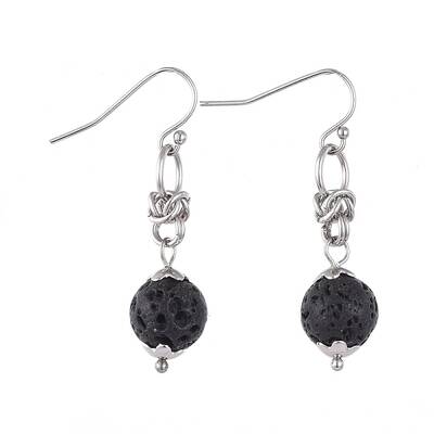 Natural Lava Rock Dangle Earrings