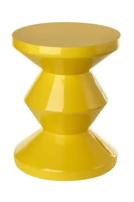 Yellow Lacquered Accent Stool | Pols Potten Zig Zag