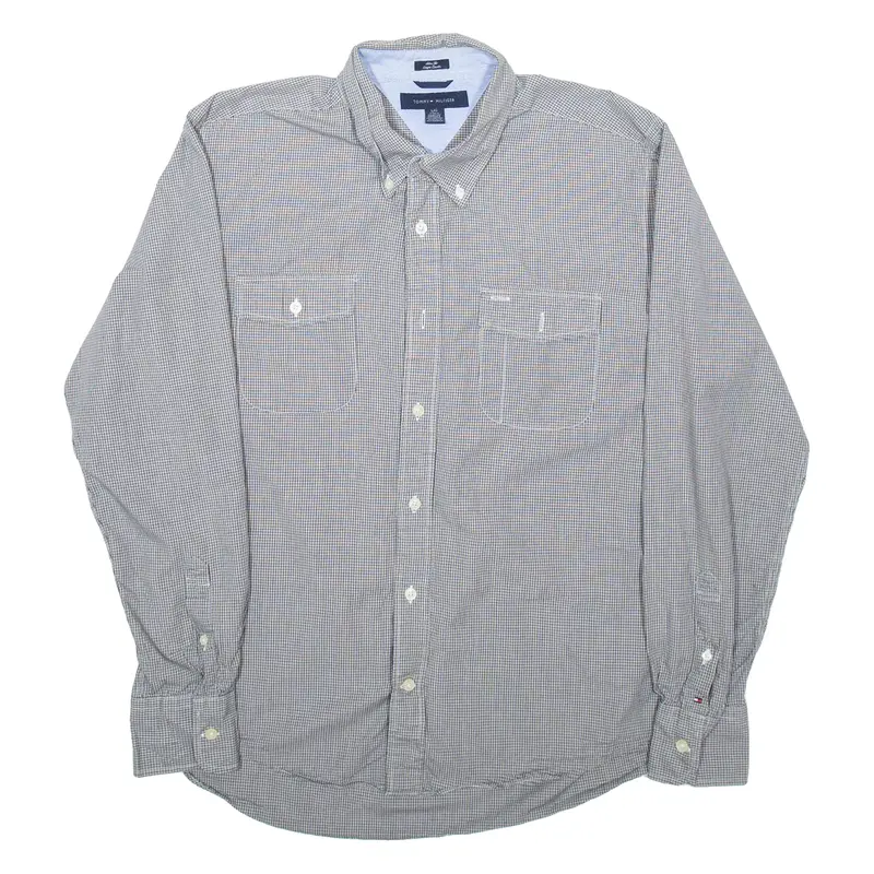 TOMMY HILFIGER Mens Shirt Black Check Long Sleeve L