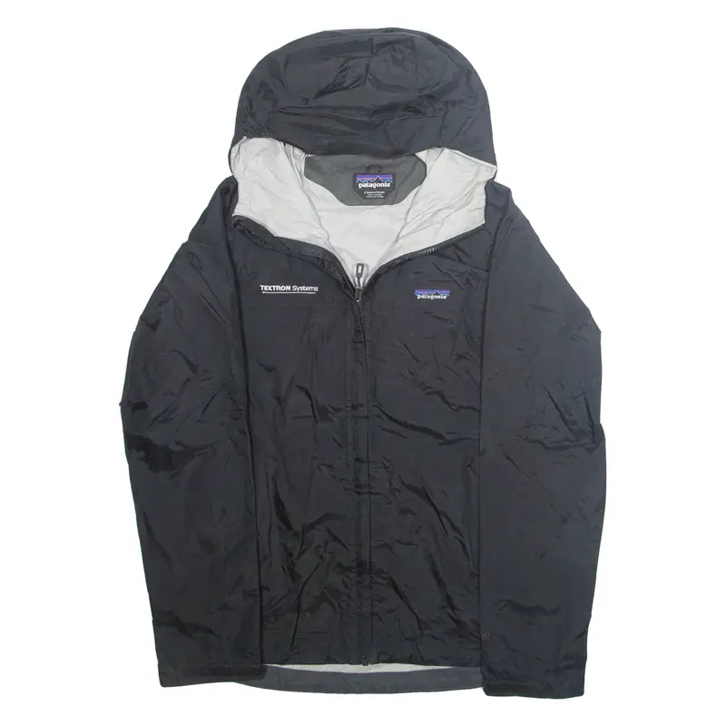 PATAGONIA Womens Rain Jacket Black Nylon Hooded S